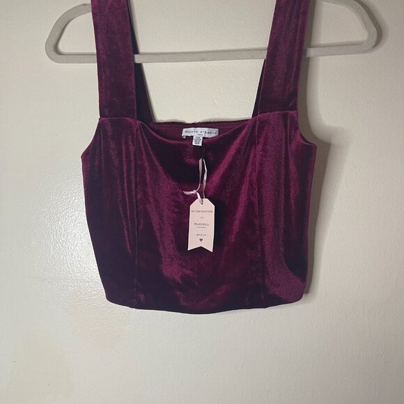 Maison d Amelie. Women's Sleeveless Square-Neck Crop Top. Size M, NWT. Chamois. - Picture 1 of 7